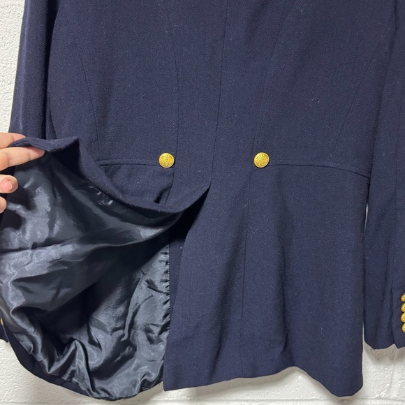 Vintage Lauren Ralph Lauren Women’s Blazer 14 Navy Wool Gold Button Military USA - Picture 8 of 12